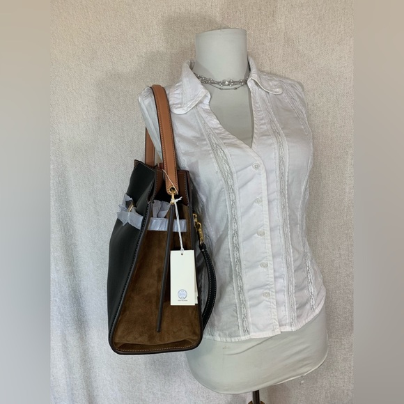 NEW Tory Burch Lee Radziwill Double Black Leather Satchel/Shoulder Bag/Crossbody - Picture 4 of 16